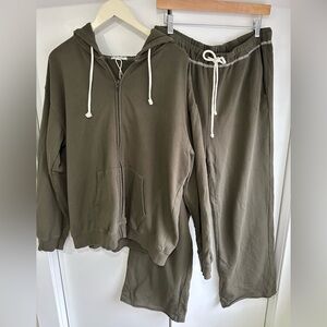 Z Supply Olive Green Hoodie and Sweatpants Set